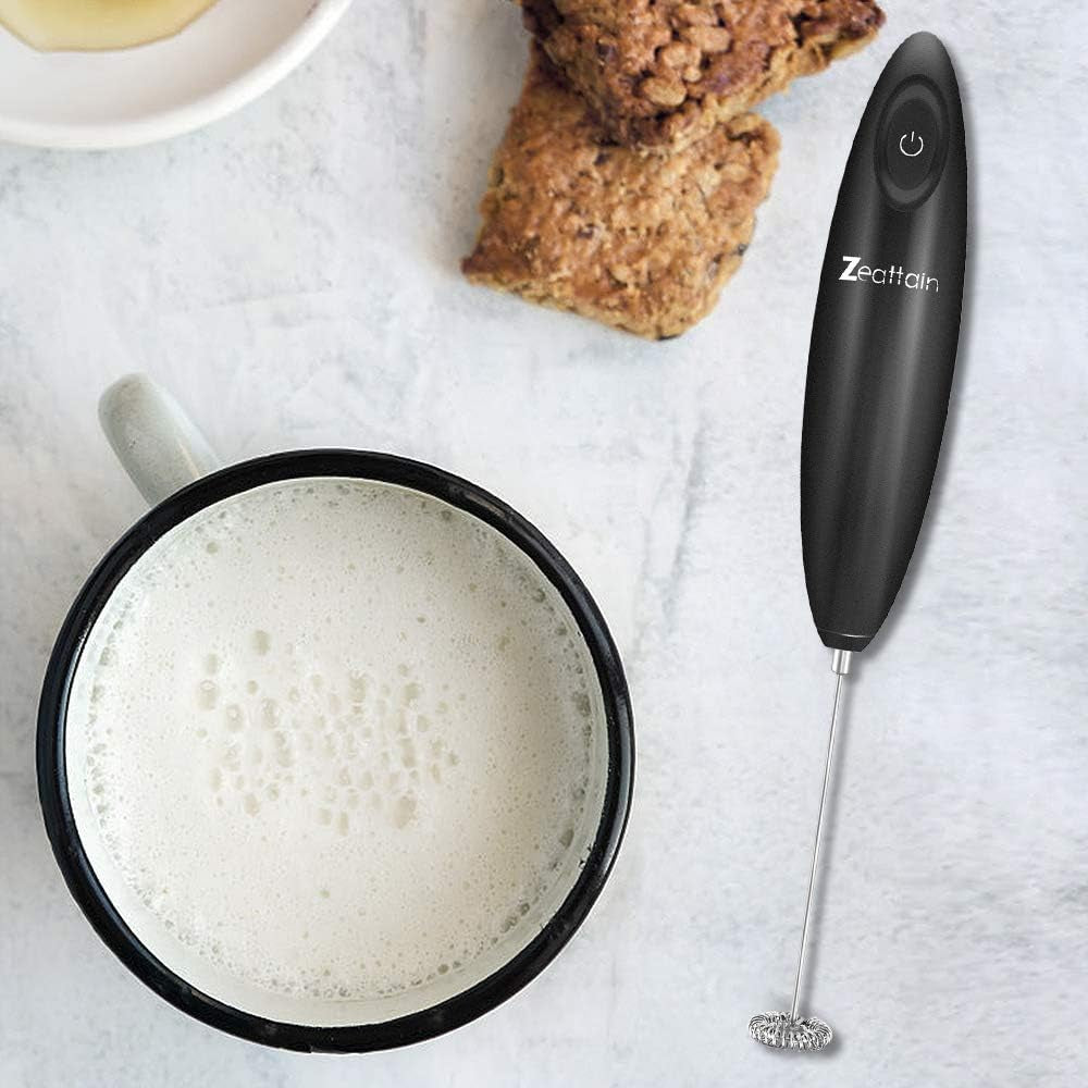 Milk Frother Handheld Mixer, Battery Operated Electric Whisk Foam Maker for Cappuccino,Latte,Coffee,Matcha & More - Sliver