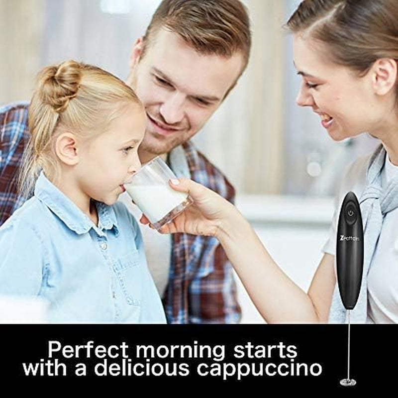 Milk Frother Handheld Mixer, Battery Operated Electric Whisk Foam Maker for Cappuccino,Latte,Coffee,Matcha & More - Sliver